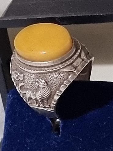 алтын сойко бу: Кольцо, Печатка, Проба 925, Мужские, Янтарь, Новый — 3