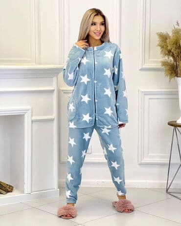 белая ночная сорочка: Домашний костюм, Кофта, Штаны, Пенка, Made in KG, Зима — 3