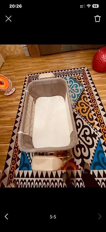 люлька для коляски: Детская приставная кроватка, С колесиками, цвет - Серый — 5