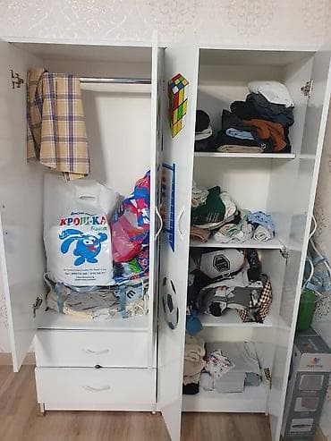 детский спальни: Детский шкаф-купе/распашной белый с тематическим декором - Материал — 2