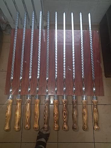 силиконовые перчатки: Набор шампуров для шашлыка - Количество: 10 шт. - Материал лезвия — 1