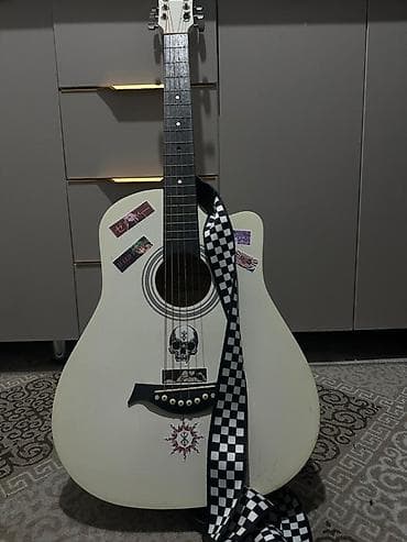 ремень для гитары: Акустическая гитара Belucci B-3810 (dreadnought), белый цвет — 1