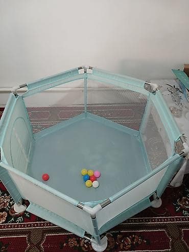 дачная качеля: Детский манеж‑ограждение, шестиугольной формы, цвет мятный — 3