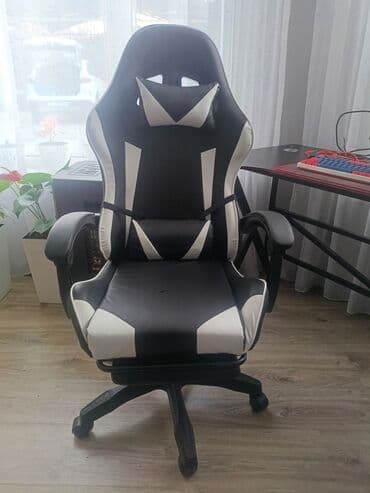 компьютерные стулья: Игровое кресло, Новый, С колесиками, цвет - Черный, Экокожа — 6