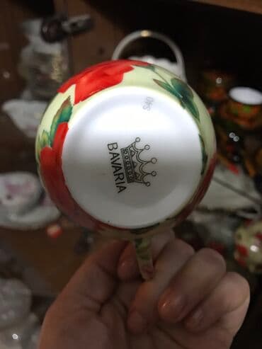 конфетница посуда: Чайный комплект "КРАСНАЯ РОЗА", фарфор, деколь,состояния шикарное ! — 5