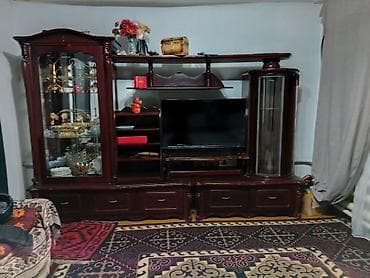 мобильный шкаф для одежды: Стенка-шкаф, Тип стенки-шкафа: Модульная, Для зала, Особенности: С отделением под телевизор — 3