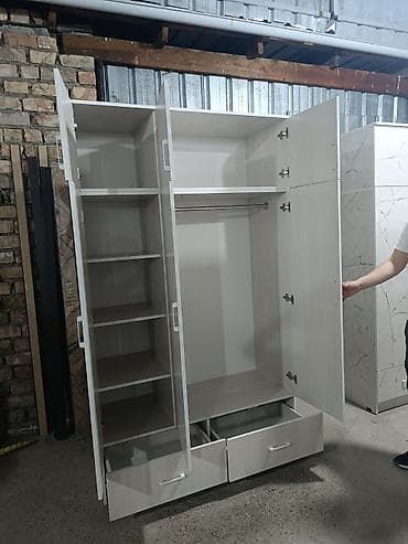 белый комод: Шифоньер, шкаф для одежды, Новый, Прямой, ЛДСП — 2