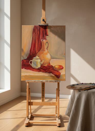 бокал для вина: Картина маслом «Натюрморт с кувшином» - Оригинальная авторская — 1