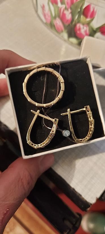 ван клиф серьги: Золотой комплект 585 проба — 3