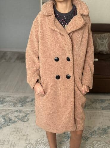 хиджаб для детей: Пальто, Осень-весна, Тедди, По колено, Двубортная модель, XS — 4