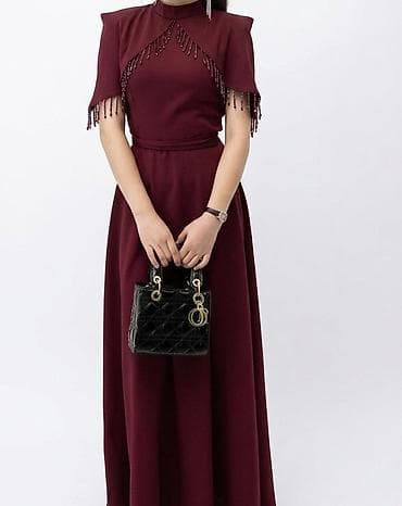 шорты лининг: Вечернее женское платье макси цвета бордовый - Силуэт: приталенный — 1