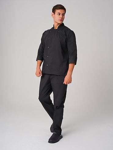 одежда для кухни: Мужской комплект для повара, цвет черный. - Верх: поварский китель с — 4