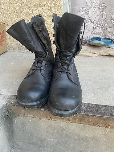 Берцы кожаные, черные, высокие. - Материал: натуральная кожа, мягкий