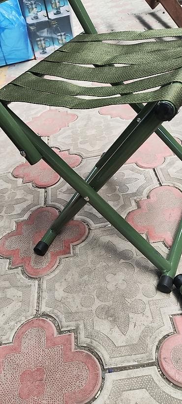 табуретки складные: Походный складной стул, Новый, Другой материал, цвет - Зеленый — 3