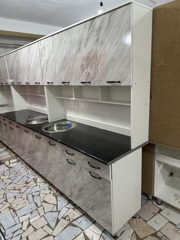 кухонная мебель рассрочка: Ашкана гарнитуру, Жаңы, Бөлүп төлөө менен, түсү - Ак, ДСП, Акысыз жеткирүү — 1