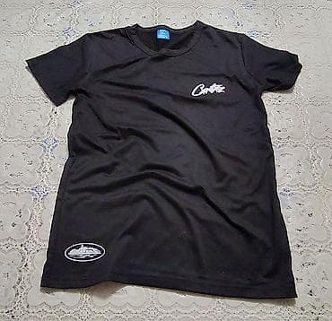 парные одежда: Черная футболка "Corteiz" подойдёт на мальчика 12-13-ти лет, материал — 1