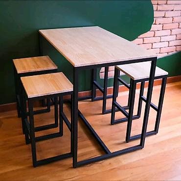 продаю старые мебели: Комплект обеденной мебели 5-в-1: стол + 4 табурета с возможностью — 2