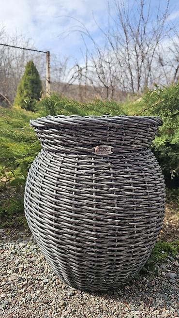 казан кукмара: Кашпо из искусственного ротанга. Ручная работа. Эксклюзив. Объем 10л — 4