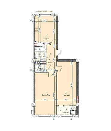 проспект чуй: 2 комнаты, 51 м², Элитка, 8 этаж, ПСО (под самоотделку) — 6