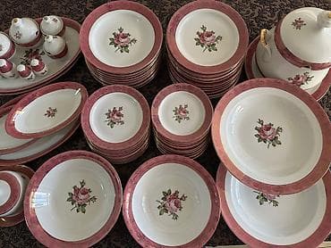 Столовый сервиз “Роза” ГДР на 12 персон в идеальном состоянии at lalafo.kg Столовый сервиз “Роза” ГДР на 12 персон в идеальном состоянии