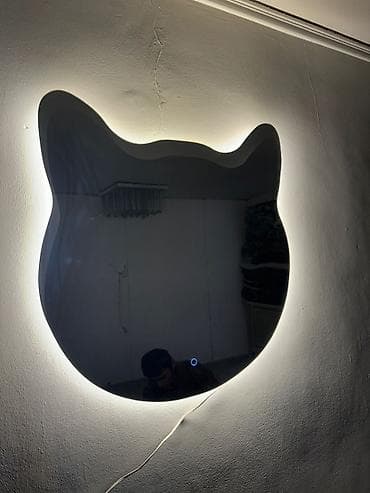 ич кийим: Зеркало с подсветкой в форме головы кота - Настенное зеркало — 3