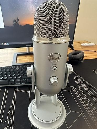 USB-микрофон Blue Yeti (серебристый) - Классическая студийная модель at lalafo.kg USB-микрофон Blue Yeti (серебристый) - Классическая студийная модель