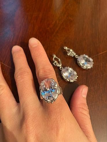 серьги кольца: Новый комплект серьги и кольцо, с серебрянным напылением, отличного — 2