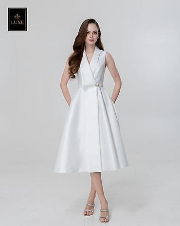 платье на запах: Вечернее платье (платье надето на 1 вечер) - Элегантное белое платье — 4