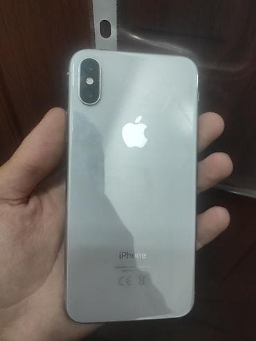 IPhone X, Б/у, 64 ГБ, Серебристый, Кабель, 100 %