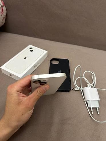 iphone 19: IPhone 13, Б/у, 128 ГБ, Белый, Зарядное устройство, Защитное стекло, Чехол, 89 % — 8