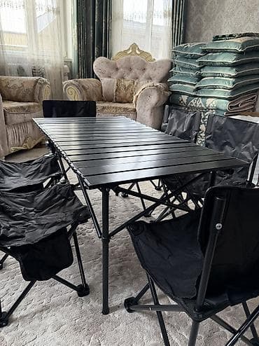 пенал для посуды: Комплект для пикника/дачи: раскладной стол + 6 складных стульев — 2