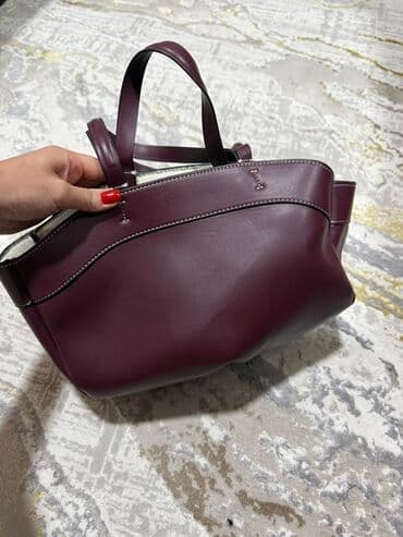 у настоящей женщины должна быть сумка из италии: Сумка-тоут бордового цвета - Материал: гладкая экокожа с контрастной — 1