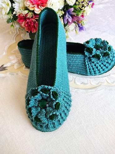 синие туфельки: Домашние тапочки, 38, Новый, цвет - Синий, Самовывоз — 2