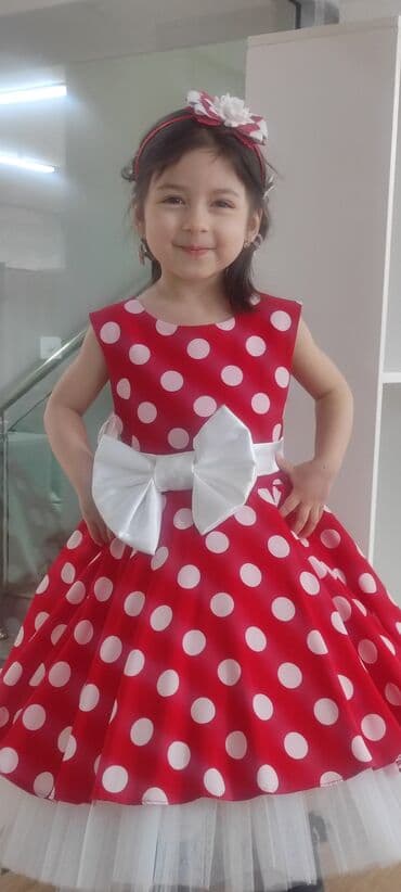 школьный фартук на прокат: Детское платье, цвет - Красный — 1