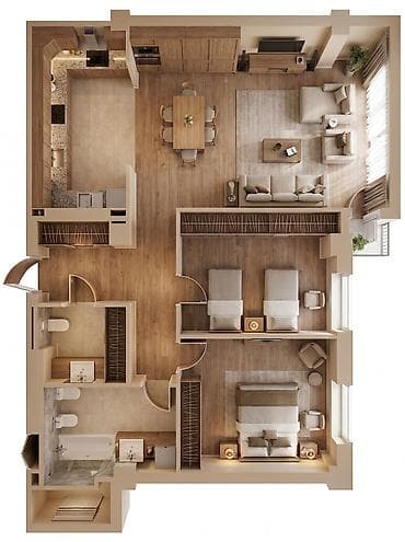 немецский квартал: 3 комнаты, 106 м², Элитка, 7 этаж, Готовая ПСО (под самоотделку) — 4