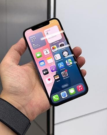 телефон ретро: IPhone 12 Pro, Б/у, 128 ГБ, Pacific Blue, Защитное стекло, Чехол, В рассрочку, 73 % — 2