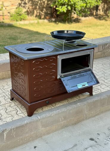 отопления батарейка: Печь-буржуйка коричневого цвета, выполненная из металла с — 3