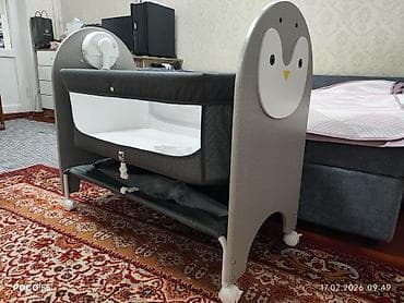 Детская мебель: Детская приставная кроватка, Новый, С колесиками, цвет - Серый — 8