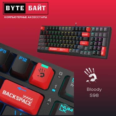 кулер на ноутбук: Клавиатура, Bloody, Механическая, Проводное подключение, Размер: 80% — 6