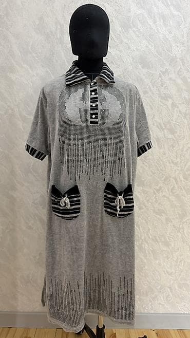 Повседневное платье, Турция, Длинная модель, Трикотаж, Прямое, 2XL