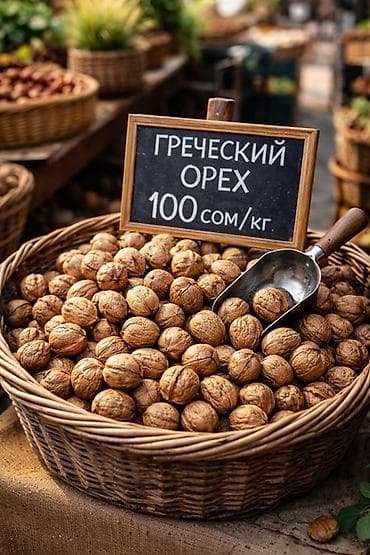 грецкий орех куплю: Грецкий орех в скорлупе - Крупные, ровные орехи в плетёной корзине - — 1