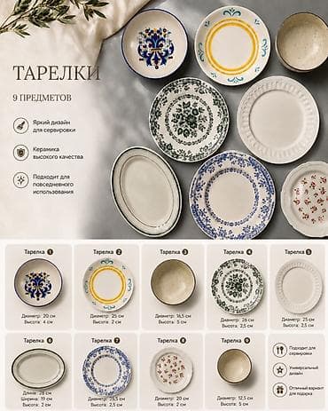 Кухонные принадлежности: Цена для каждой тарелки разная ! Читайте описание. Наборы тарелок, 9 — 1