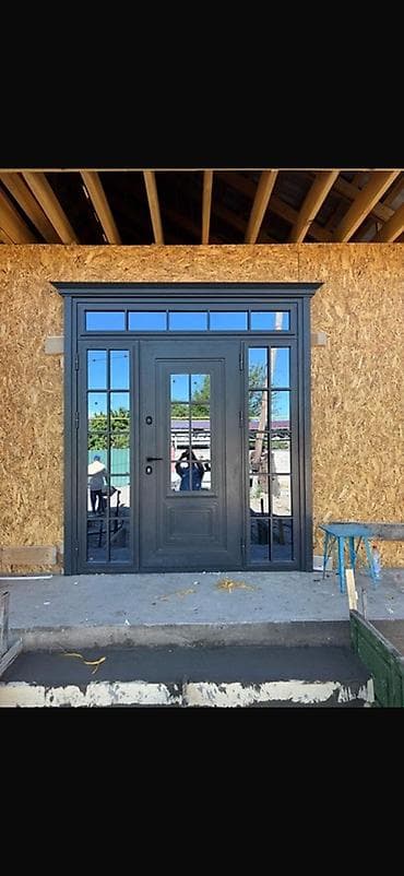 дверь наружная: Двери для домов и квартир, Металлическая, Одностворчатая, Со стеклом, цвет - Серый — 4