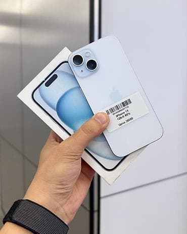 айфон обмен есть: IPhone 15, Б/у, 128 ГБ, Голубой, Защитное стекло, Чехол, Коробка, В рассрочку, 86 % — 1