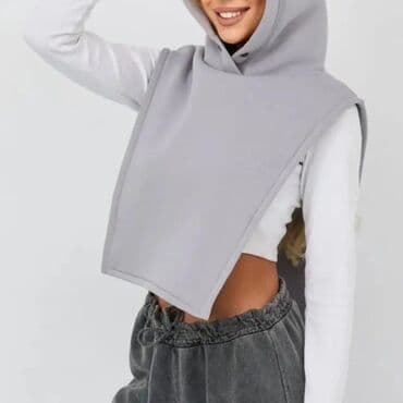 воротник шарф на пуговицах: Капюшон-нагрудник для образов в стиле casual и streetwear. - Формат — 3