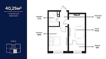 Недвижимость: 1 комната, 40 м², Элитка, 9 этаж, Готовая ПСО (под самоотделку) — 4