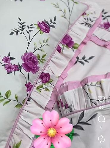 Одеяла и пледы: Постельное бельё с цветочным принтом и оборками - Нежный комплект с — 1