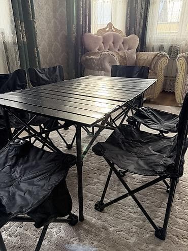 пенал для посуды: Комплект для пикника/дачи: раскладной стол + 6 складных стульев — 1