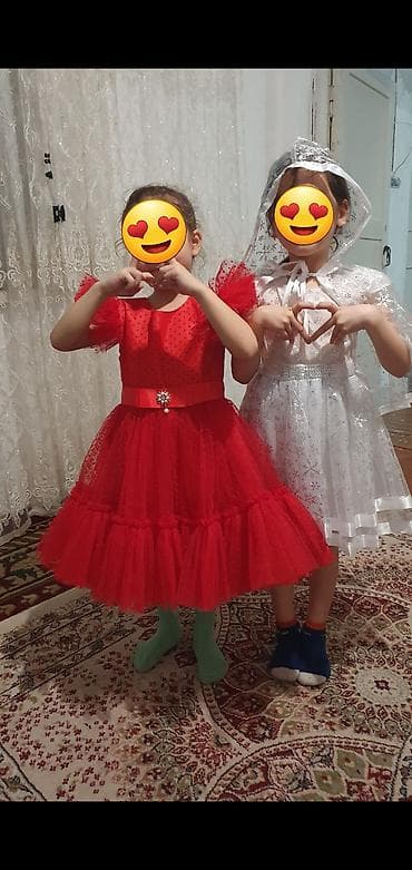 Детский транспорт: Детское платье, цвет - Белый, Б/у — 1