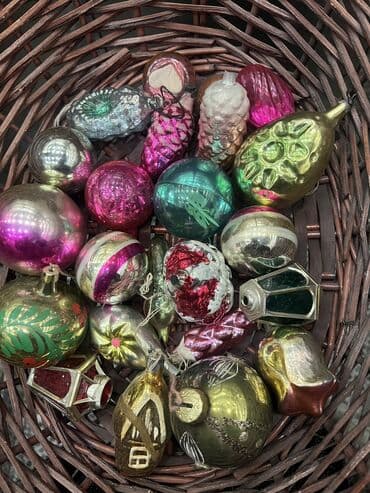 шкатулки деревянные: СССР ВРЕМЕН. Игрушки Набор ёлочных игрушек в винтажном стиле — 1